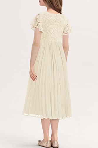 HOSIKA Flower Girl Dress Long Sleeves Vintage Floral Lace Formal A-line Dresses Black 8 Years