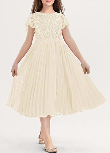 HOSIKA Flower Girl Dress Long Sleeves Vintage Floral Lace Formal A-line Dresses Black 8 Years