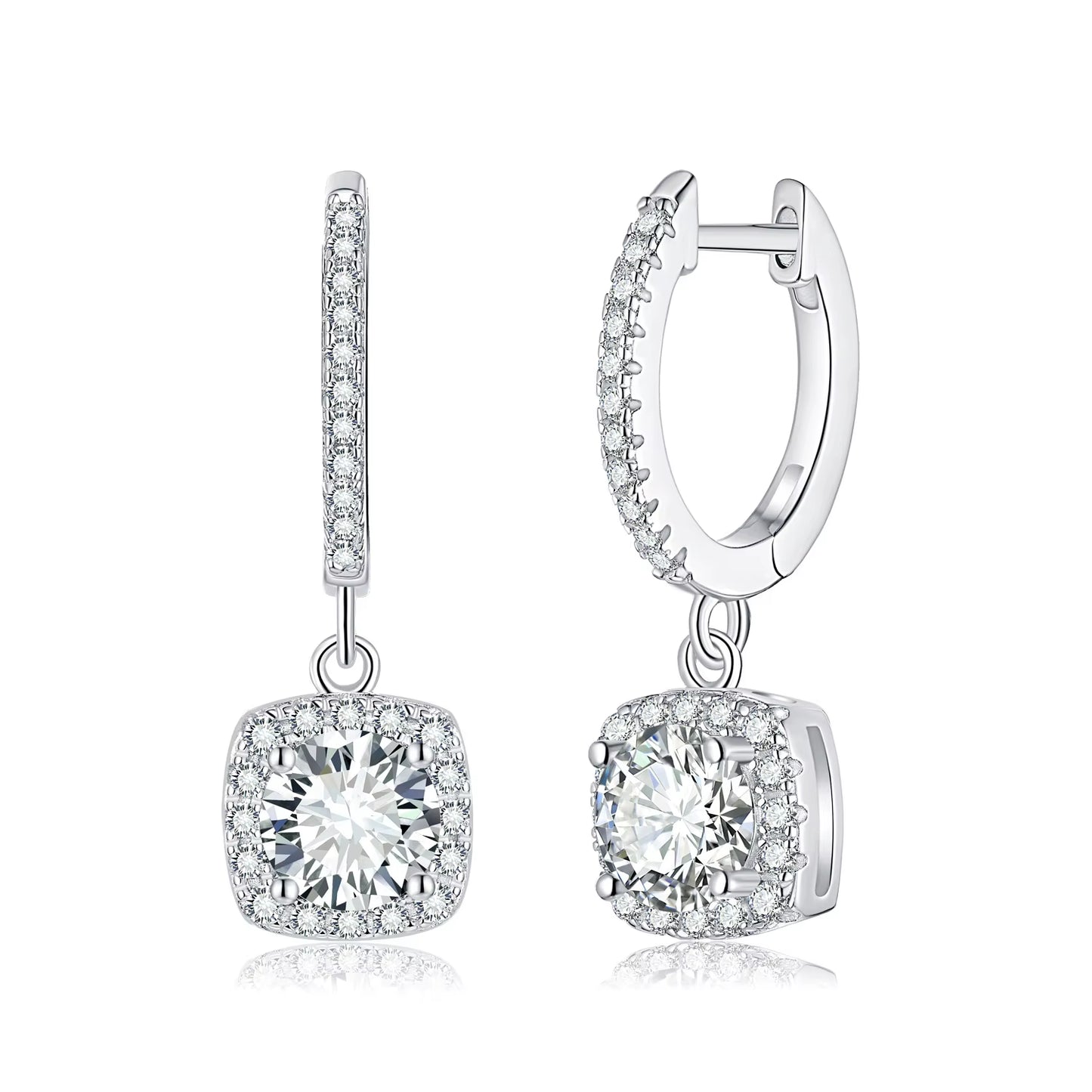 Silver Hypoallergenic Small 5Mm round Moissanite Gemstone Hoop Silver 925 Earrings