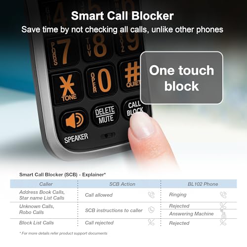 AT&T BL102-4 DECT 6.0 4-Handset Cordless Phone for Home with Answering Machine, Call Blocking, Caller ID Announcer, Audio Assist, Intercom, and Unsurpassed Range, Silver/Black