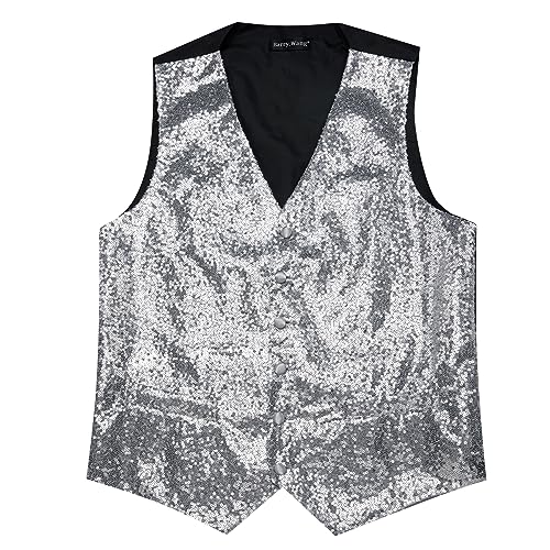Barry.Wang Mens Black Vest V-neck Silm Fit Suit Waistcoat Bowtie Set Party Prom Tuxedo