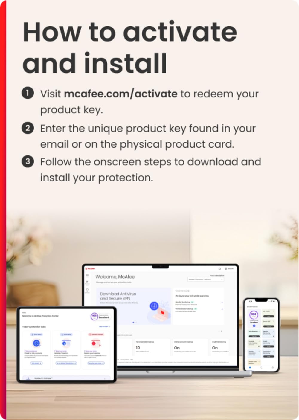 McAfee Total Protection 3-Device 2025 Ready |Security Software Includes Antivirus, Secure VPN, Password Manager, Identity Monitoring | Download