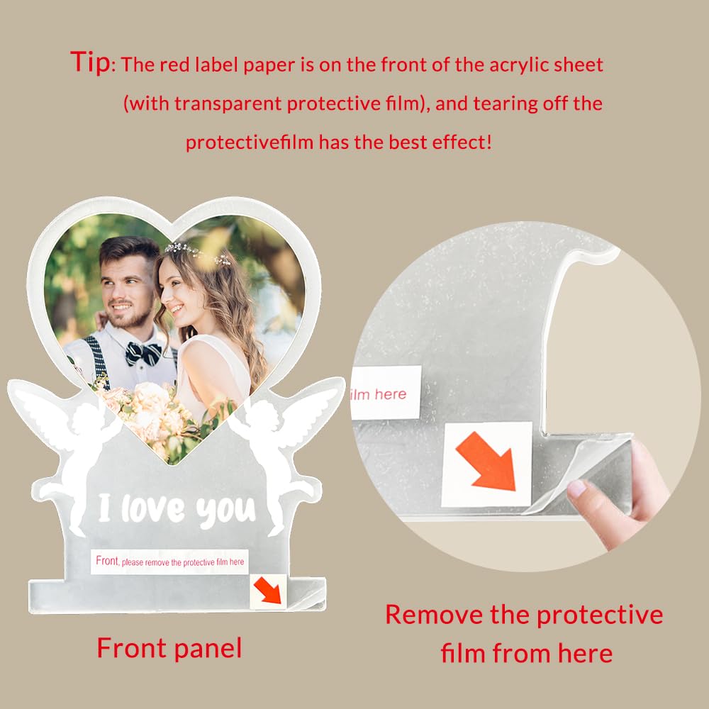 Custom Picture Frames with Photo, Personalized Photo Frame with Night Light, Customized Heart Picture Frame, Personalized Anniversary Valentines Day Gifts for Women Men Her Him Girlfriend Boyfriend