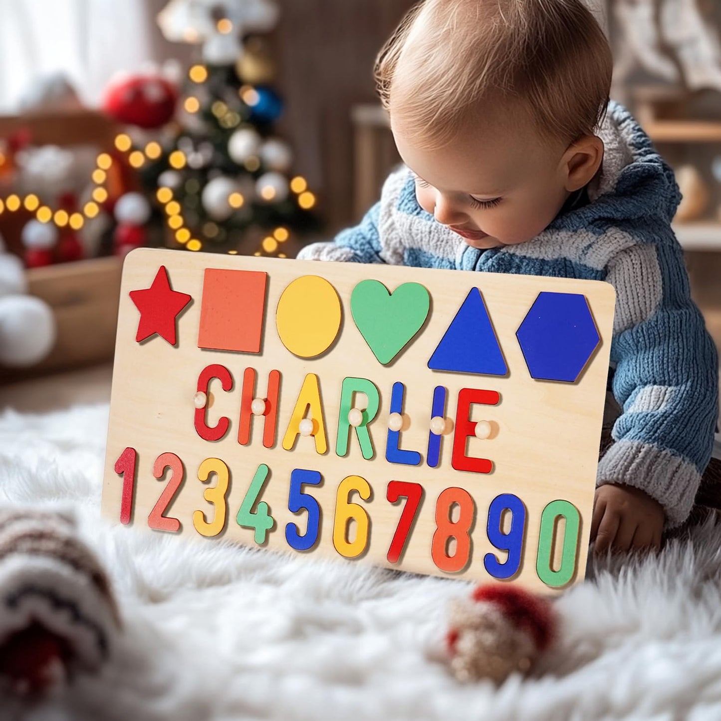 PUREFLY Name Puzzle for Kids Personalized, Custom Baby First Birthday, Montessori Learning Toddler Toy for Boy Girl Alphabet Puzzle