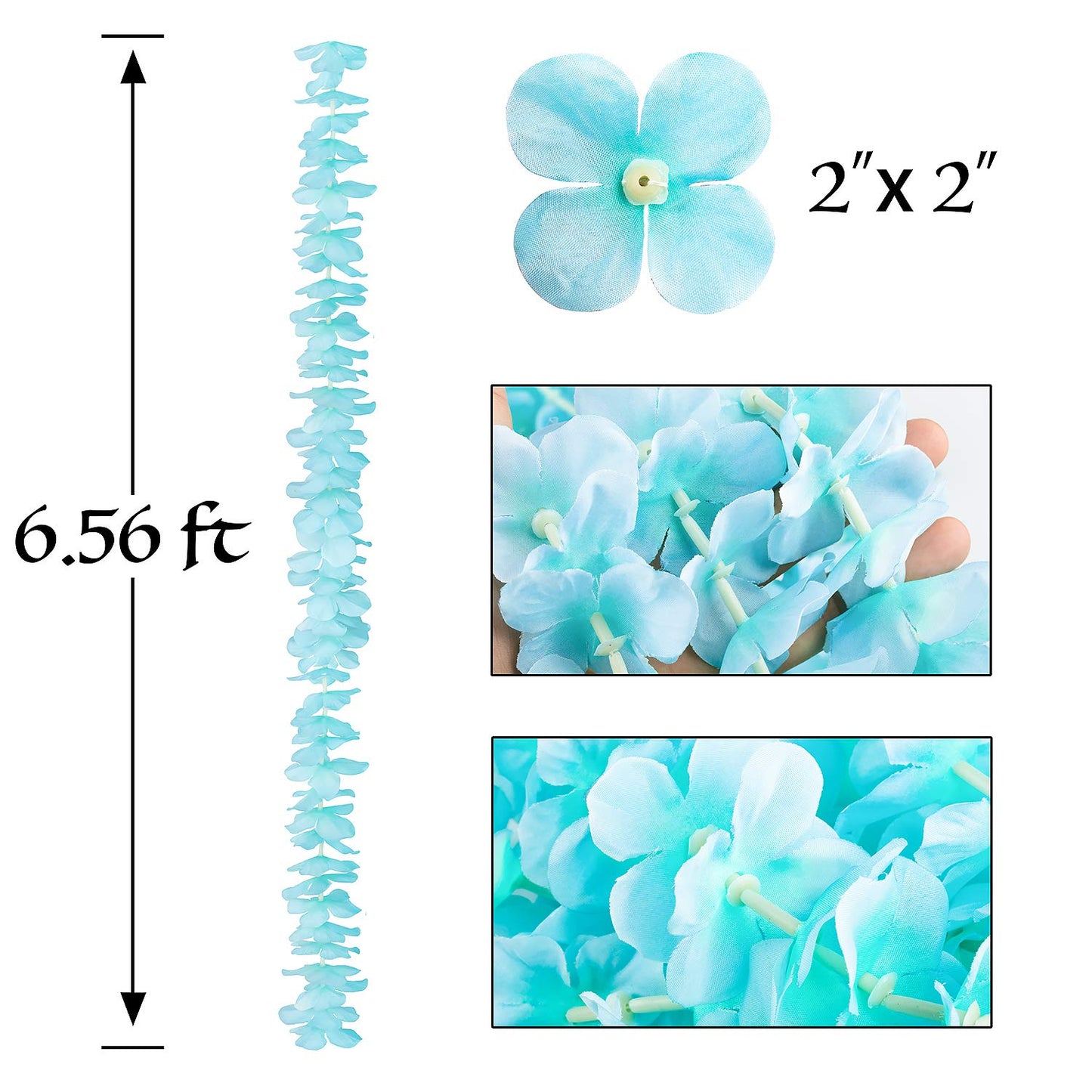 GPARK 10 Pack 6.5 Feet / 78 inch Wisteria Artificial Fake Hanging Flowers Silk Vine Ratta Plants Leaf Garland for Home Wedding Party Garden Outdoor Greenery Wall Decoration Blue