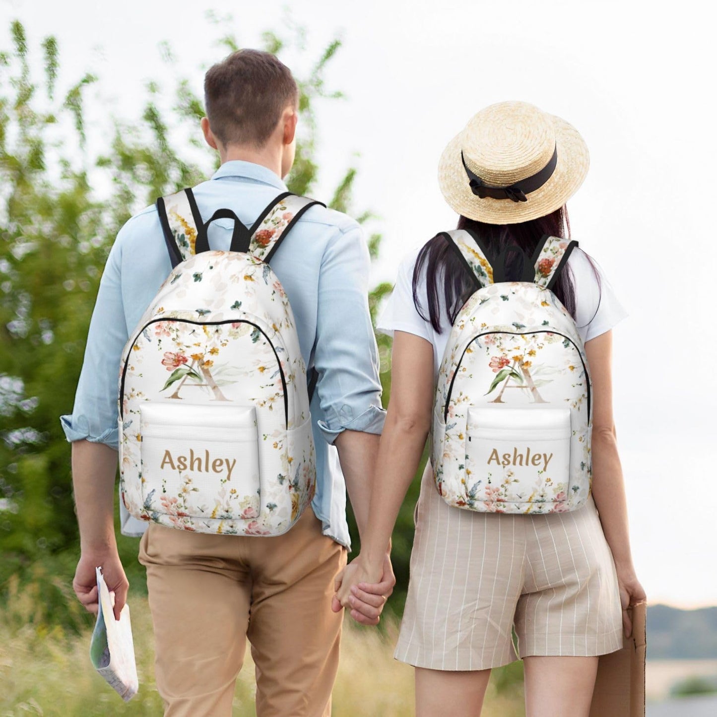 UJDUYSD Personalized Backpack for Girls Boys, Custom Backpacks with Name, Customized Flowers School Bookbags for Kids, Personalized Casual Bookbags for Back to School Travel Picnic 15"