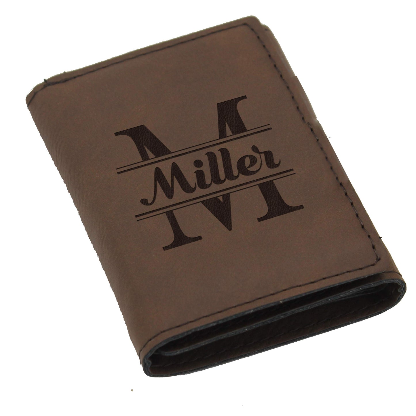 The Wedding Party Store Custom Personalized Trifold Wallet for Men, Him, Husband, Groomsmen (Brown)