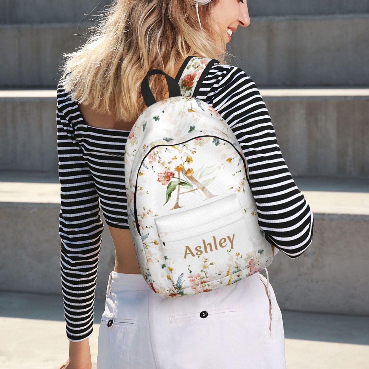 UJDUYSD Personalized Backpack for Girls Boys, Custom Backpacks with Name, Customized Flowers School Bookbags for Kids, Personalized Casual Bookbags for Back to School Travel Picnic 15"