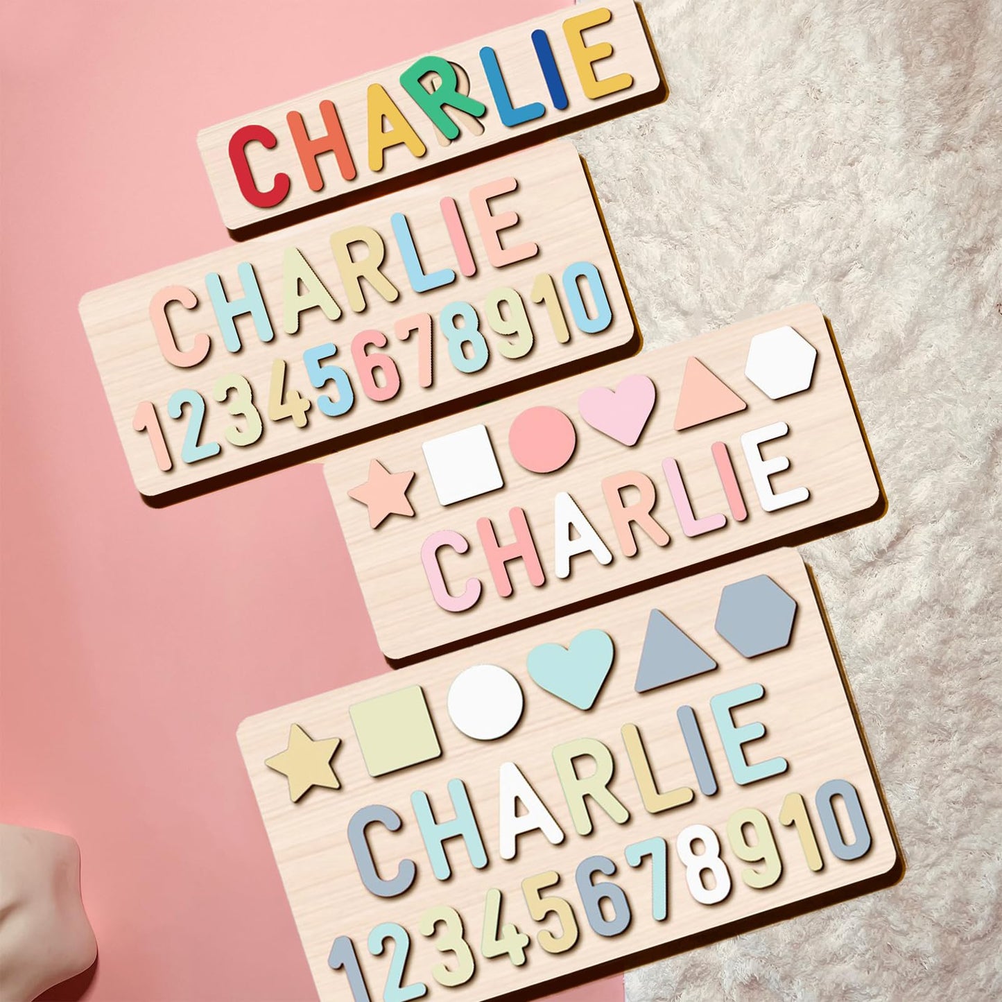 PUREFLY Name Puzzle for Kids Personalized, Custom Baby First Birthday, Montessori Learning Toddler Toy for Boy Girl Alphabet Puzzle