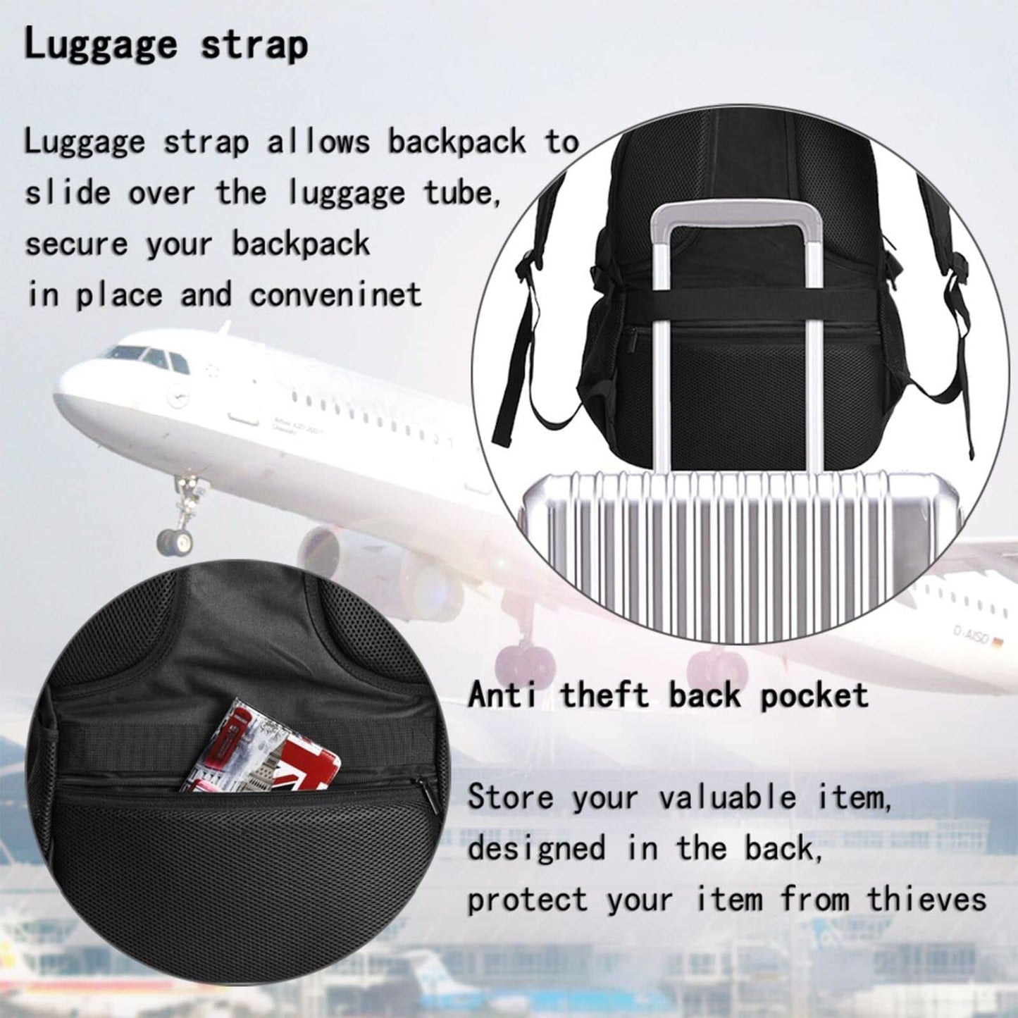 Slocenk Custom Backpack Personalized Laptop Backpack for Women Men with Name Photo Customized Travel Computer Bookbag with USB Port