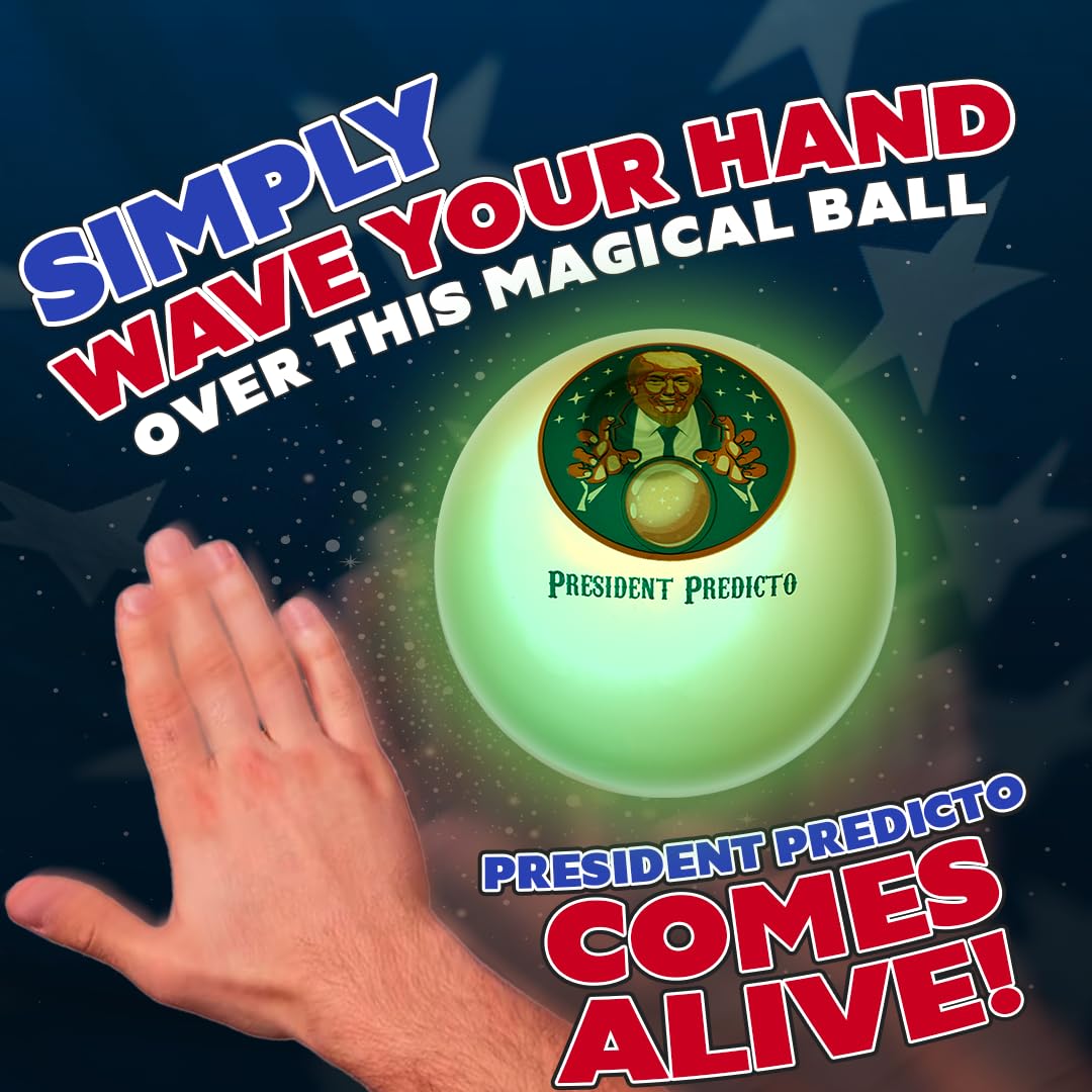 Talking Trump President Predicto Fortune Telling Ball - Lights Up & Responds - Ask Questions & Hear Donald Answer, Unique Patriotic Desktop Collectible