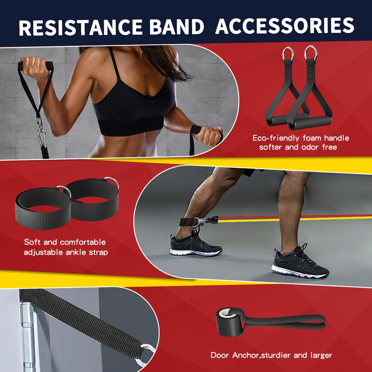 WHATAFIT Resistance Bands, Exercise Bands,Resistance Bands for Working Out, Work Out Bands with Handles for Men and Women Fitness, Strength Training Home Gym Equipment