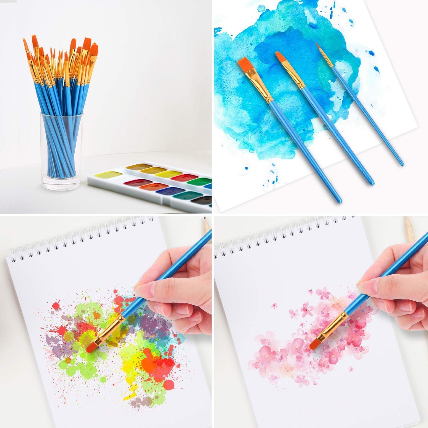 Soucolor Acrylic Paint Brushes Set, Easter Basket Stuffers, 20Pcs Round Pointed Tip Artist Paintbrushes for Acrylic Oil Watercolor Canvases Rock Body Face Nail Miniature Detailing Drawing Art Supplies