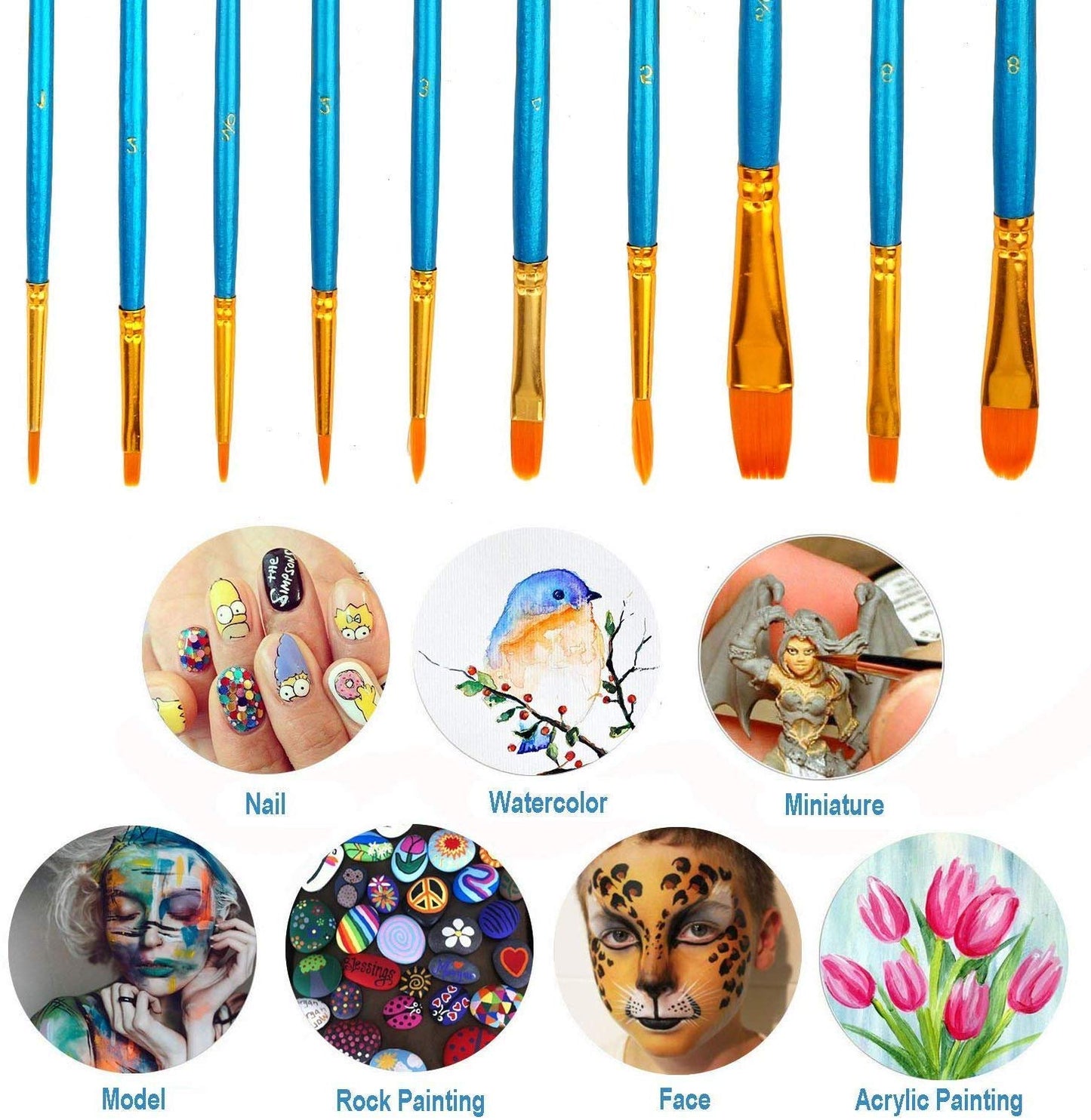 Soucolor Acrylic Paint Brushes Set, Easter Basket Stuffers, 20Pcs Round Pointed Tip Artist Paintbrushes for Acrylic Oil Watercolor Canvases Rock Body Face Nail Miniature Detailing Drawing Art Supplies