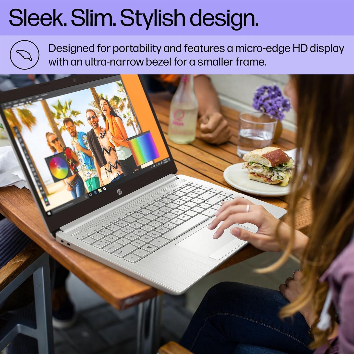 HP Portable Laptop, Student and Business, 14" HD Display, Intel Quad-Core N4120, 8GB DDR4 RAM, 64GB eMMC, 1 Year Office 365, Webcam, RJ-45, HDMI, Wi-Fi, Windows 11 Home, Silver