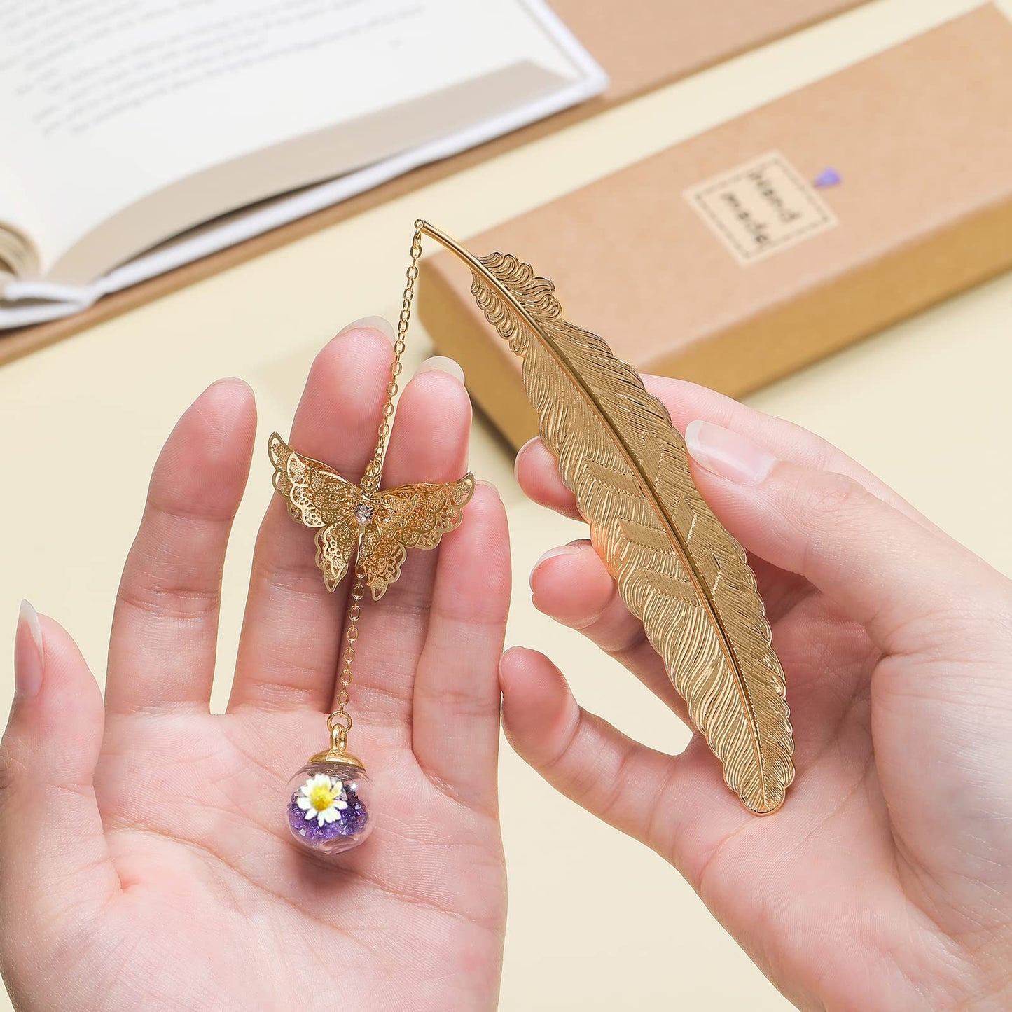 Metal Butterfly Feather Bookmark Valentine's Day Mothers Day Gifts Teacher Appreciation Gifts for Women,End of Year Teacher Gifts Birthday Gifts Bookmarks for Women Grils Mom Readers Book Lovers