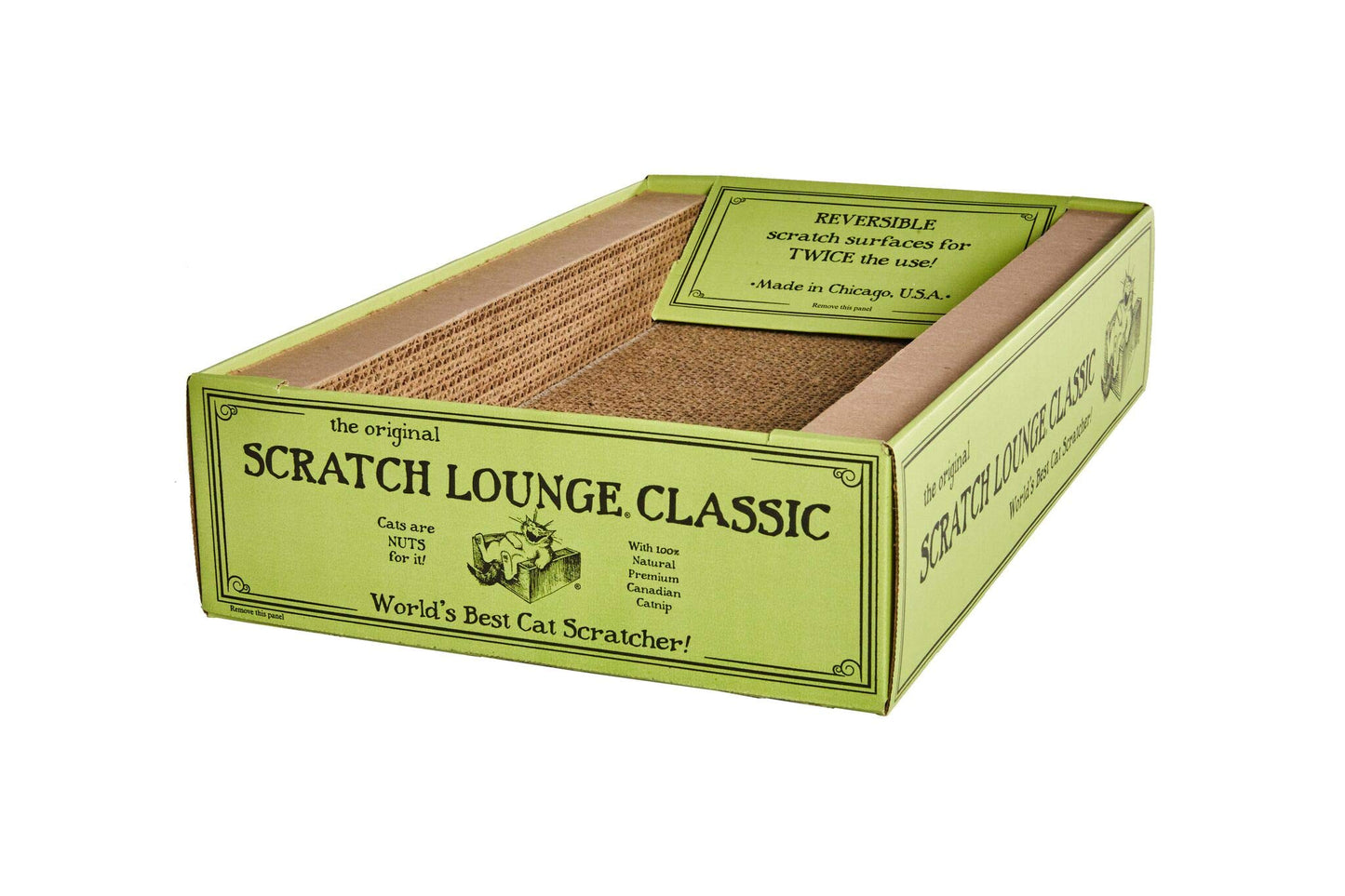 Scratch Lounge Cardboard Cat Scratcher & Lounger for Large Cats - XL 13x22 with Reversible Floor & Catnip - Heavy Duty Durable Bed Lasts 10x Longer Than Conventional Scratchers