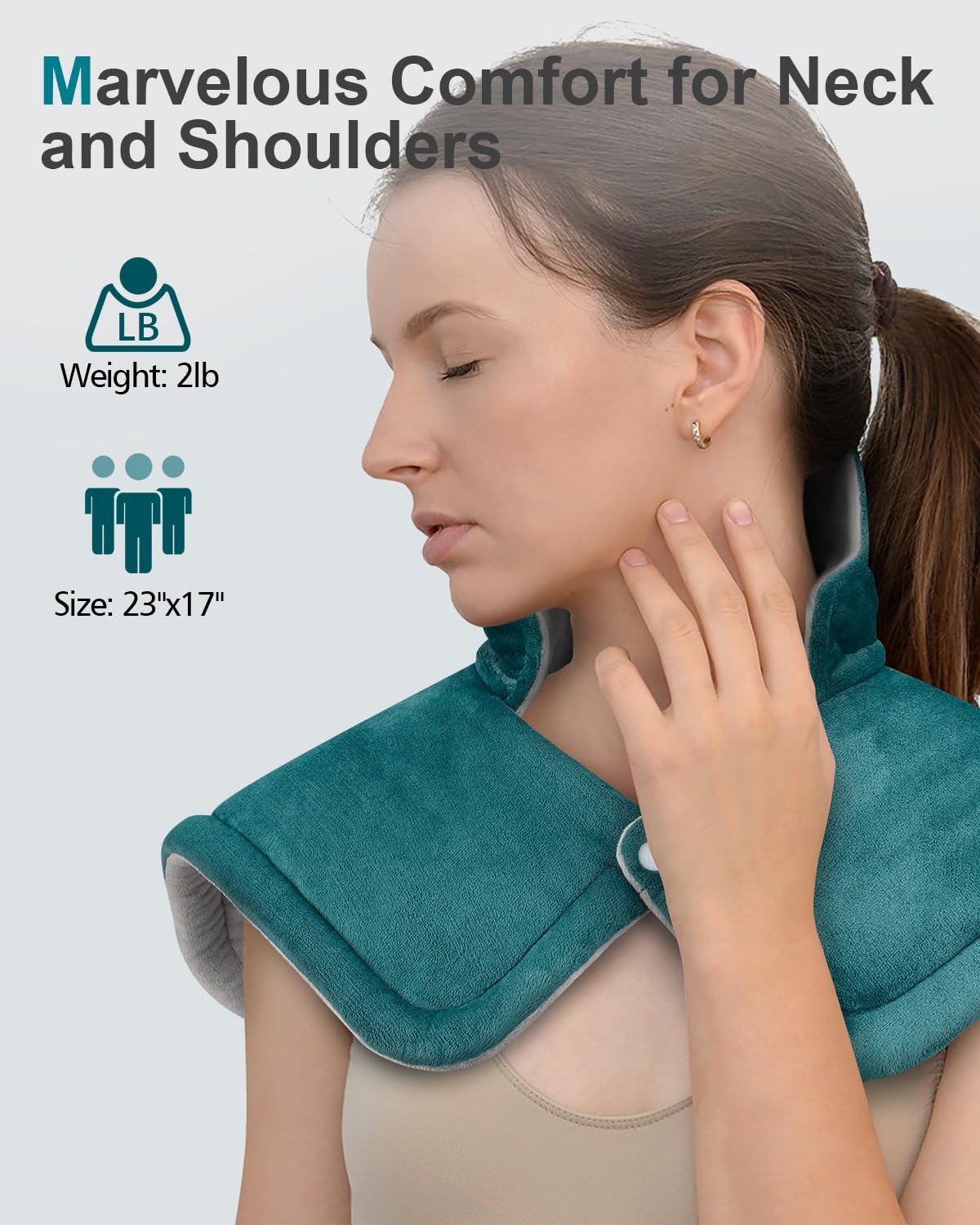 Heating Pad for Neck and Shoulder Pain Relief, Valentines Day Gifts for Her Women Mom Men Him, Weighted Heating Pad for Back 6 Heat Settings Auto Shut Off, Anniversary Birthday Gifts, 17x23inch, Blue