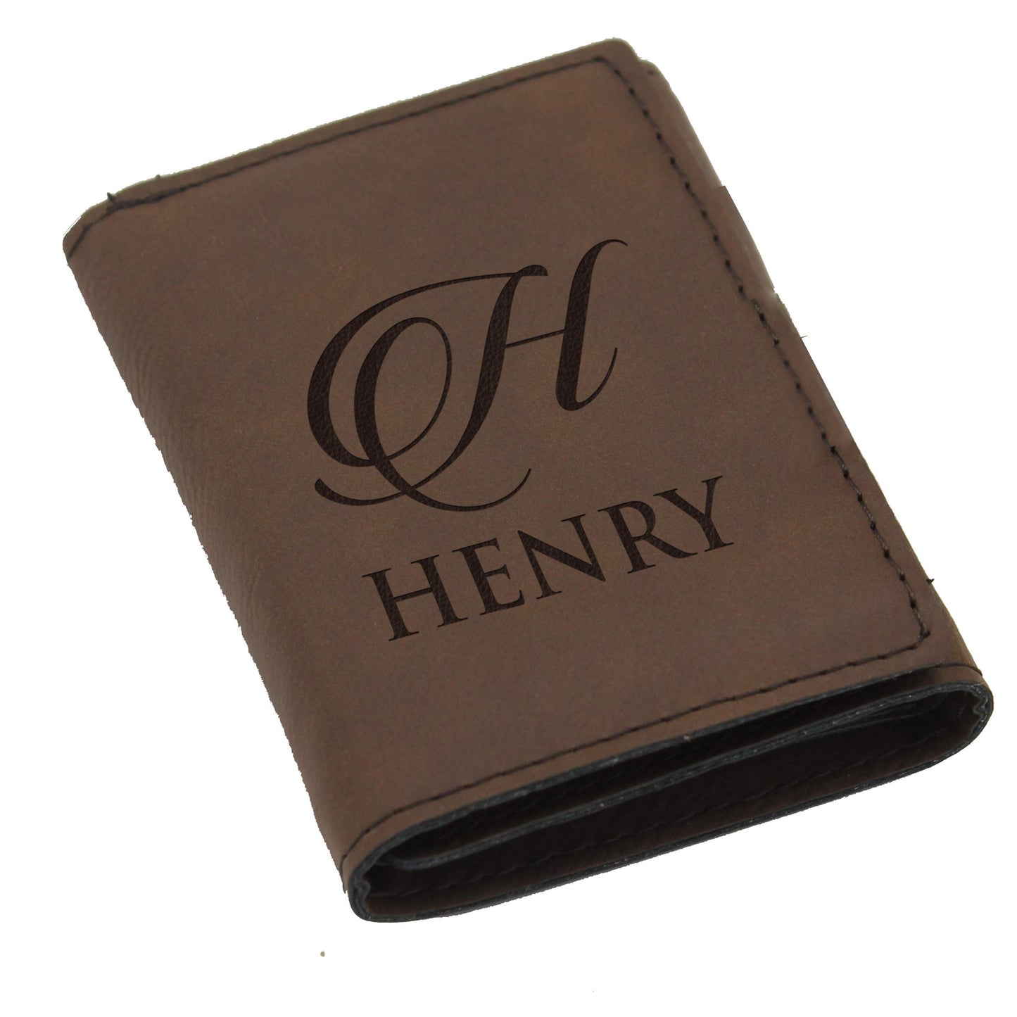 The Wedding Party Store Custom Personalized Trifold Wallet for Men, Him, Husband, Groomsmen (Brown)