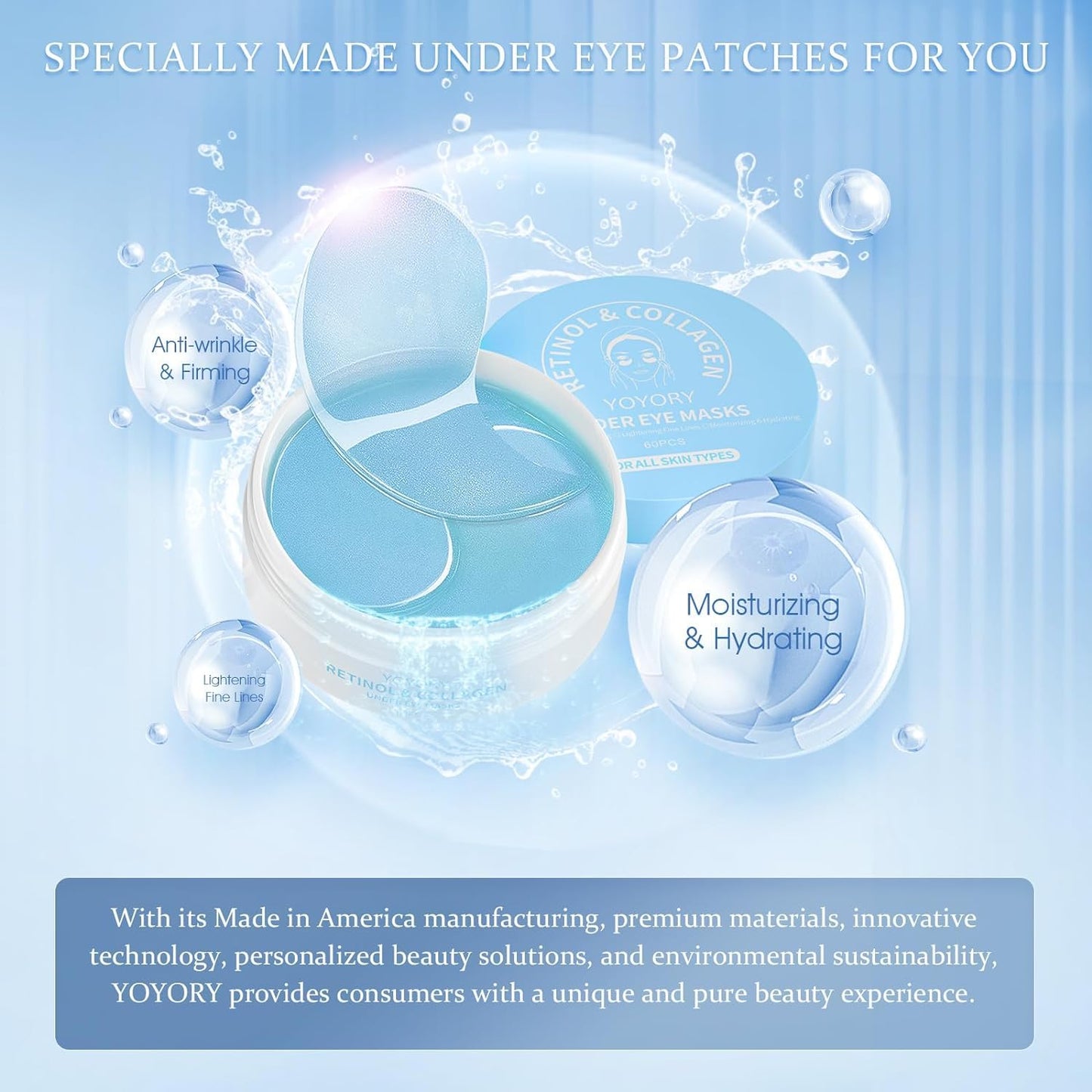 YOYORY Under Eye Patches Masks - for Eye Bags, Puffy Eyes, Wrinkles, Fine Lines, Dark Circles Treatment with Collagen and Hyaluronic Acid, Moisturizing and Hydrating - 60 Pcs
