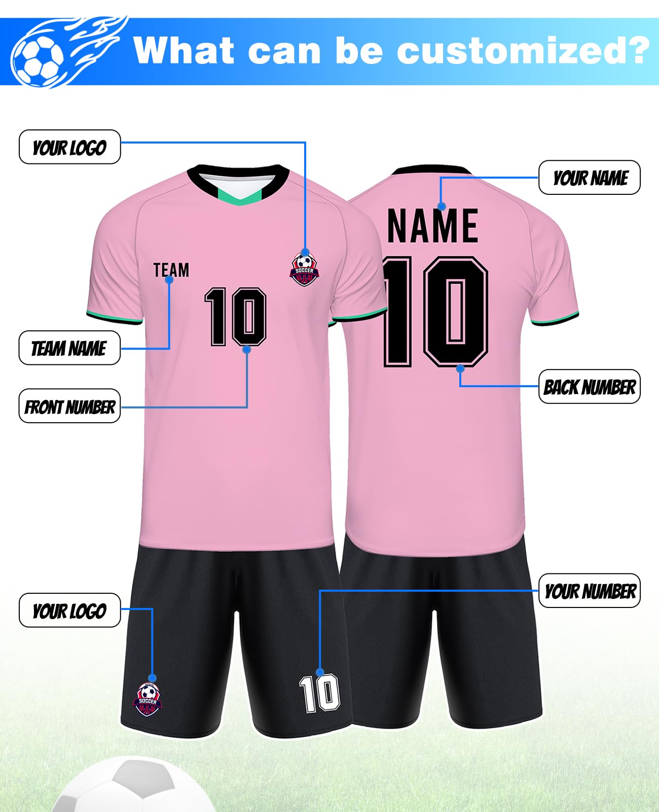 Custom Soccer Jersey Personalized Team Name Number Sports Shirt Customize Futbol Logo Jerseys for Kids Men Boys Youth, Red Gradient