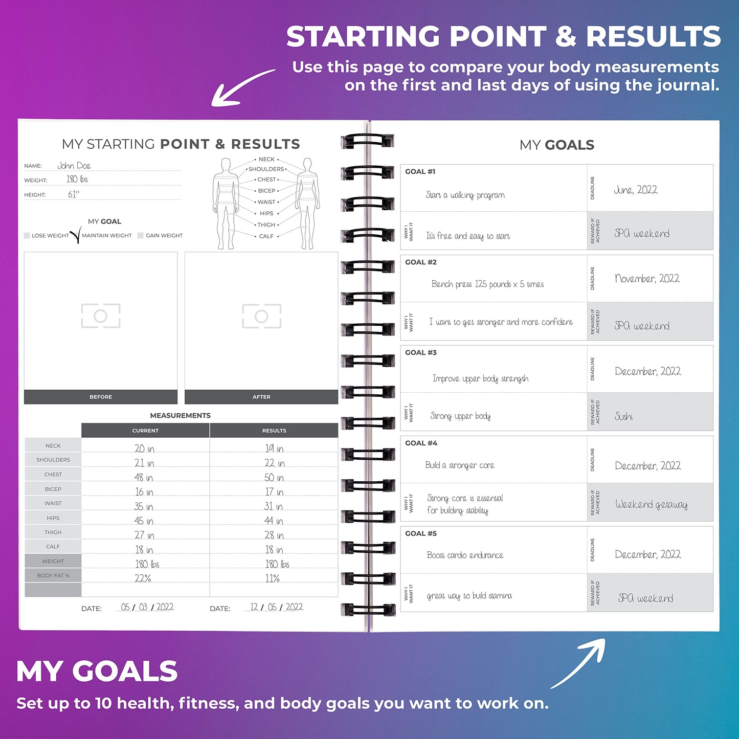 Clever Fox Fitness Journal Workout Log Book - Daily Fitness Planner Workout Journal for Women and Men. Spiral-Bound, Laminated Cover, Thick Pages, A5 (Pink)