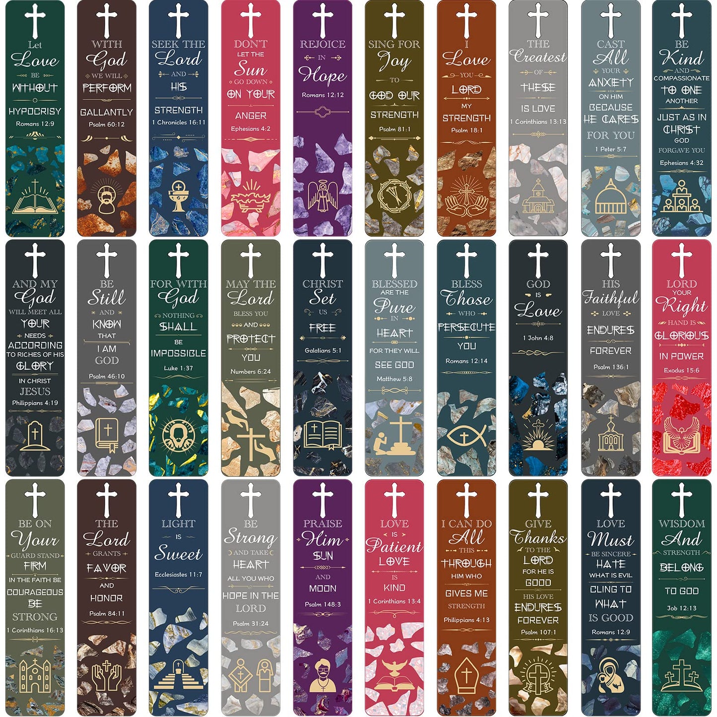 120 Pieces Bible Verses Bookmarks with Hollow Cross Christian Bookmarks for Church Gifts Inspirational Book Markers Religious Bookmarks Gifts Reading Reward Scripture, 30 Style