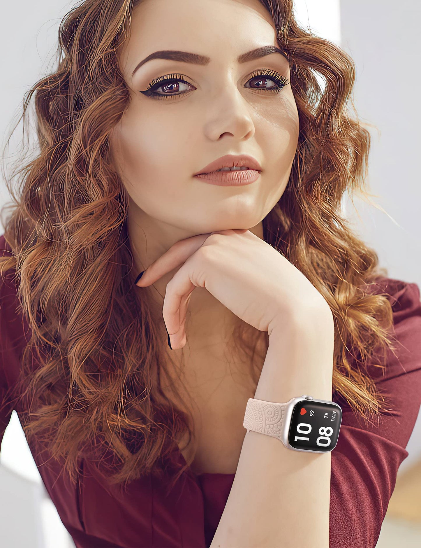TOYOUTHS Boho Engraved Band Compatible with Apple Watch Band 42mm 41mm 40mm 38mm Women Men, Bohemian Designer Sport Soft Silicone Fancy Dressy Fashion Straps for iWatch Series 10/9/SE/8/7/6/5/4/3/2/1