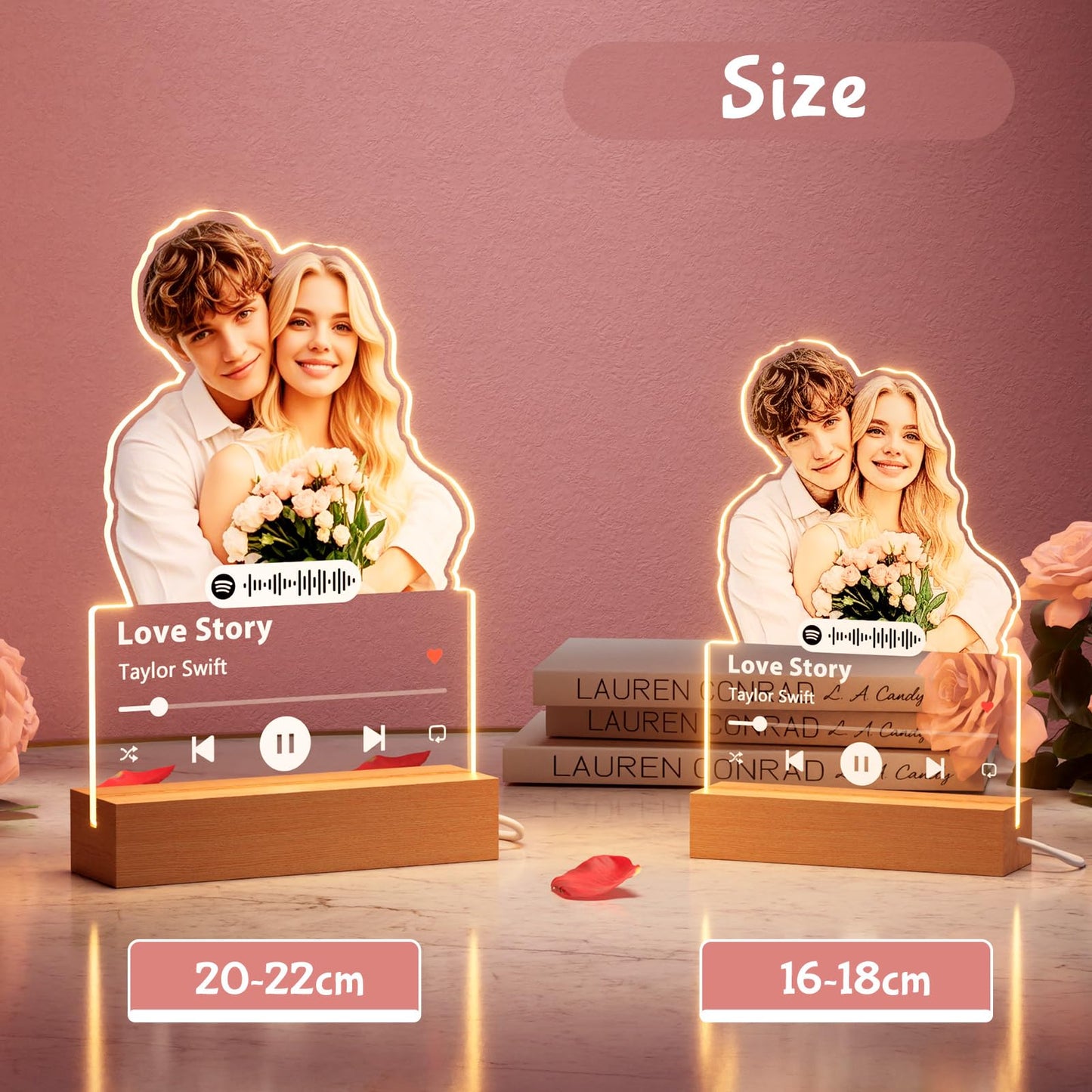 witfox Personalized Gifts for Boyfriend Girlfriend - Customized Photo Gifts for Him Her, Spotify Plaque Custom Picture Frame Gifts, Personalized Anniversary Birthday Valentines Day Gifts for Couple