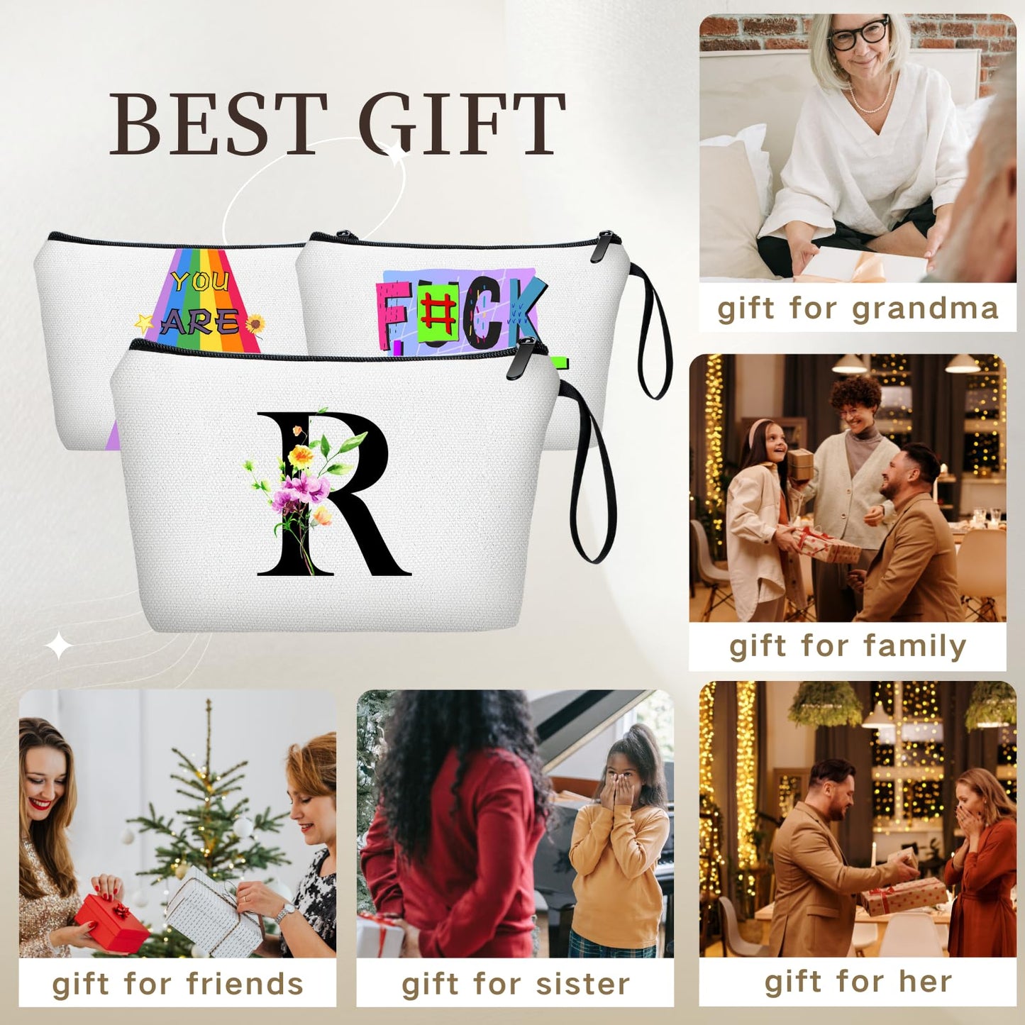 SEAMOON Bridesmaid Proposal Gifts,Women Gifts for Birthday,Unique Gifts for Women,Bridal Gifts for Bride, Makeup Bag with Mirror,Personalized Gifts,Christmas Gifts,R
