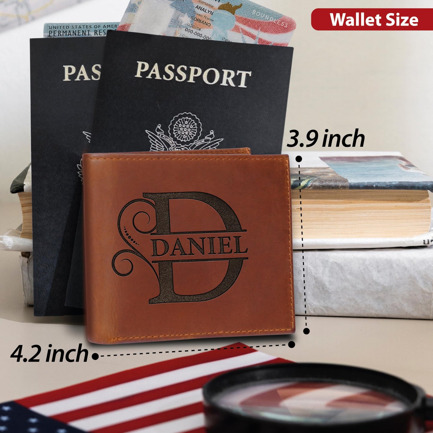 Personalized Wallet for Men, Custom Wallets for Men, Birthday Gifts for Men, Customized Monogram Wallet for Men, Son, Grandpa, and Boyfriend, Wedding, Anniversary, Graduate