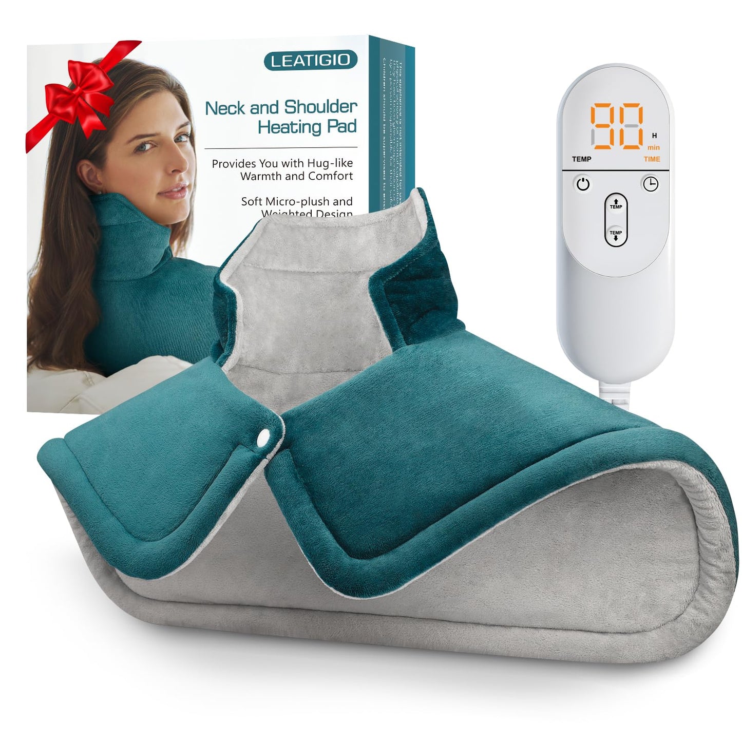 Heating Pad for Neck and Shoulder Pain Relief, Valentines Day Gifts for Her Women Mom Men Him, Weighted Heating Pad for Back 6 Heat Settings Auto Shut Off, Anniversary Birthday Gifts, 17x23inch, Blue