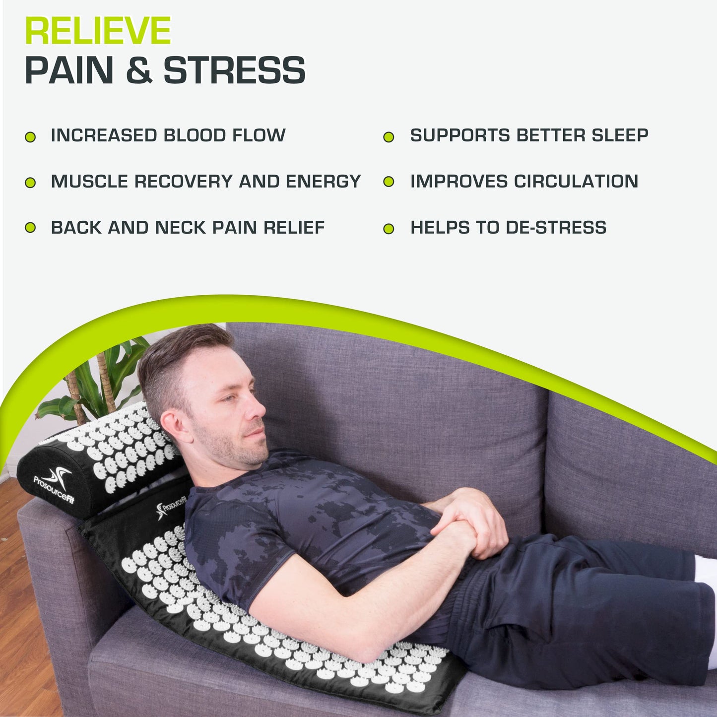 ProsourceFit Acupressure Mat and Pillow Set for Back/Neck Pain Relief and Muscle Relaxation, Purple