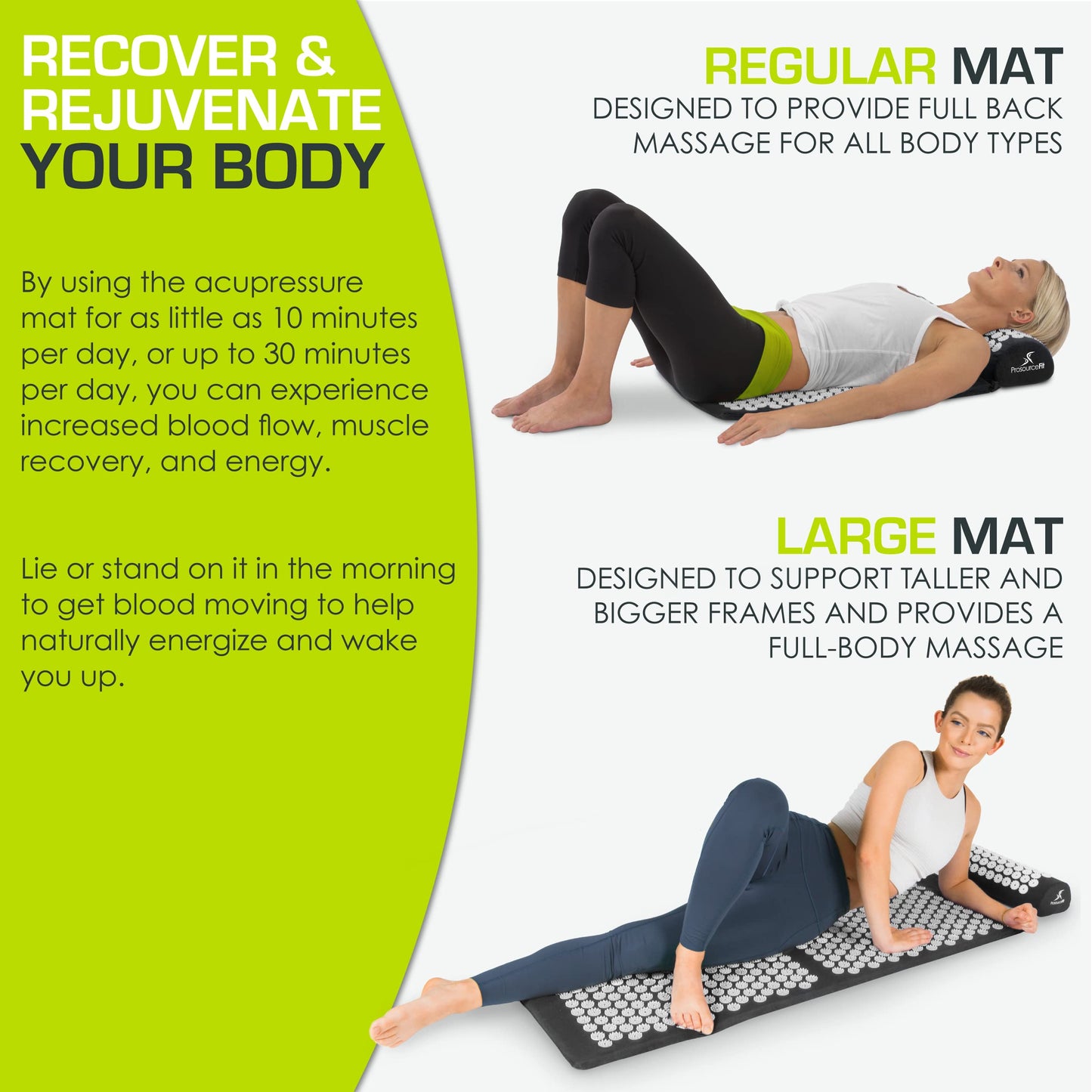 ProsourceFit Acupressure Mat and Pillow Set for Back/Neck Pain Relief and Muscle Relaxation, Purple