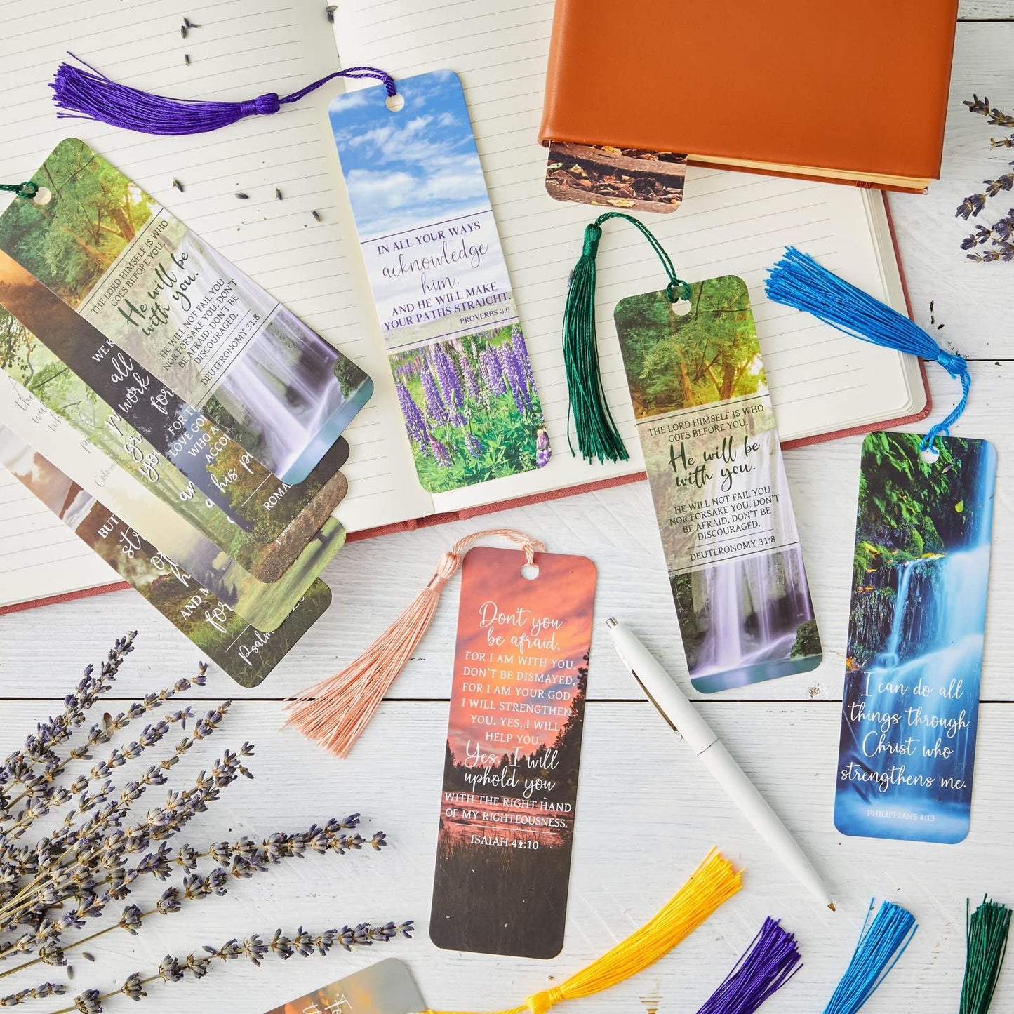 Faithful Finds 100 Pack Christian Bookmarks with Religious Scriptures, Bible Verse Book Markers (6 x 2 in)