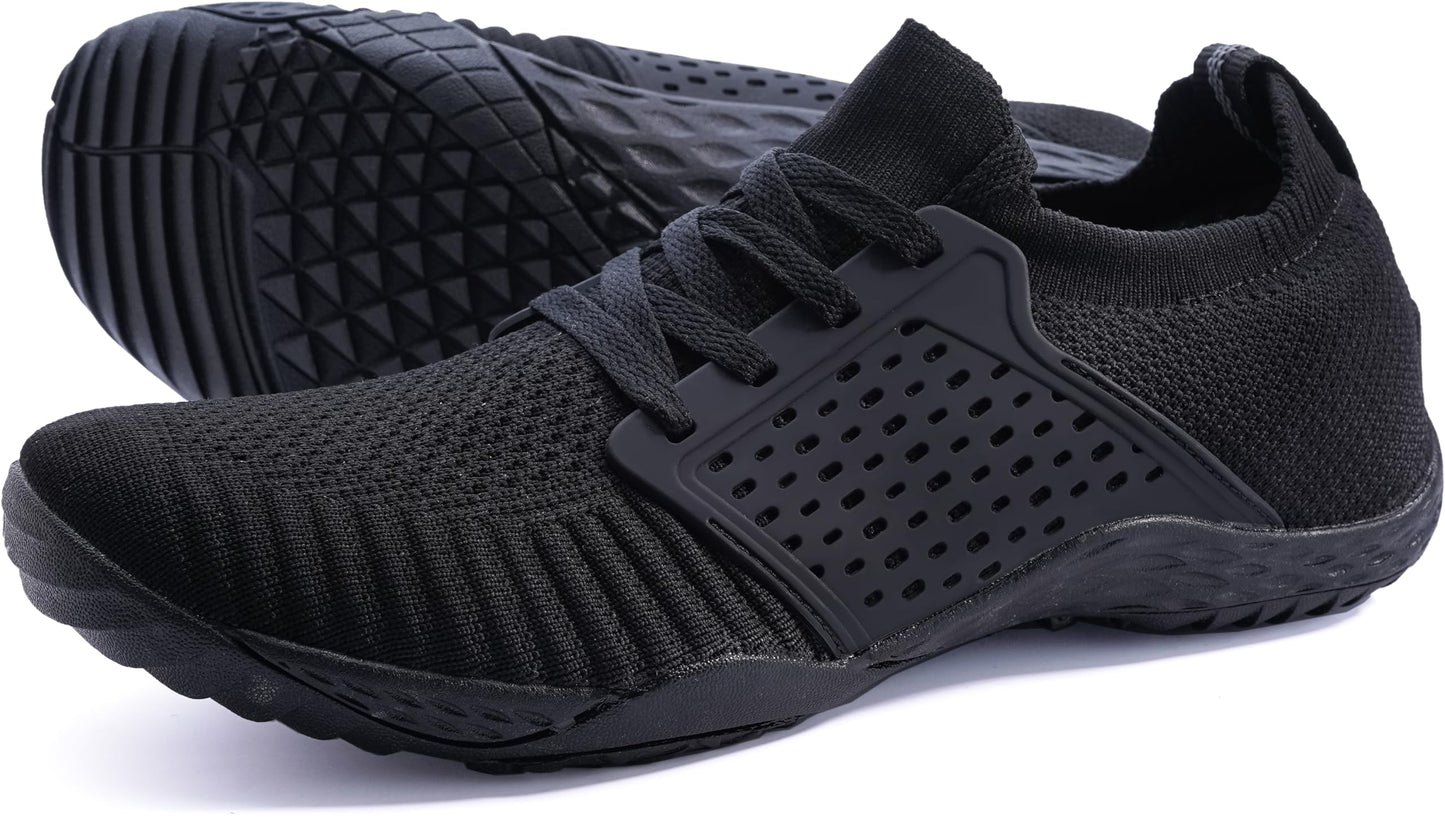 WHITIN Men's Trail Running Shoes Minimalist Barefoot 5 Five Fingers Wide Width Size 11 Toe Box Gym Workout Fitness Zero Drop Male Sneakers Athletic Black 44