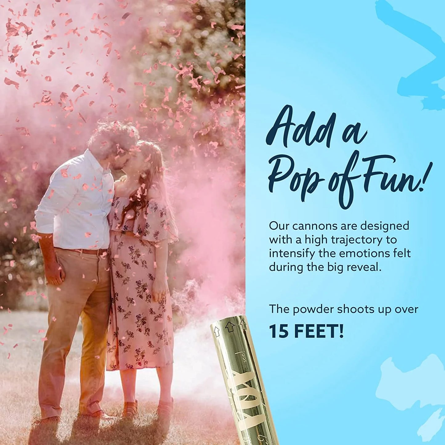 Gender Reveal Confetti Powder Cannon - Set of 4 Mixed (2 Blue 2 Pink)