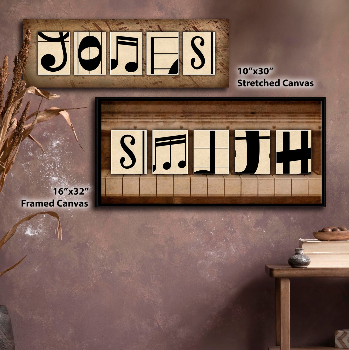 Personal-Prints MUSIC Personalized Name Art Décor or Gift for the Musician or Music Teacher |Customized Piano or Any Instrument Wall Art Gift (6"x18" Stretched Canvas)