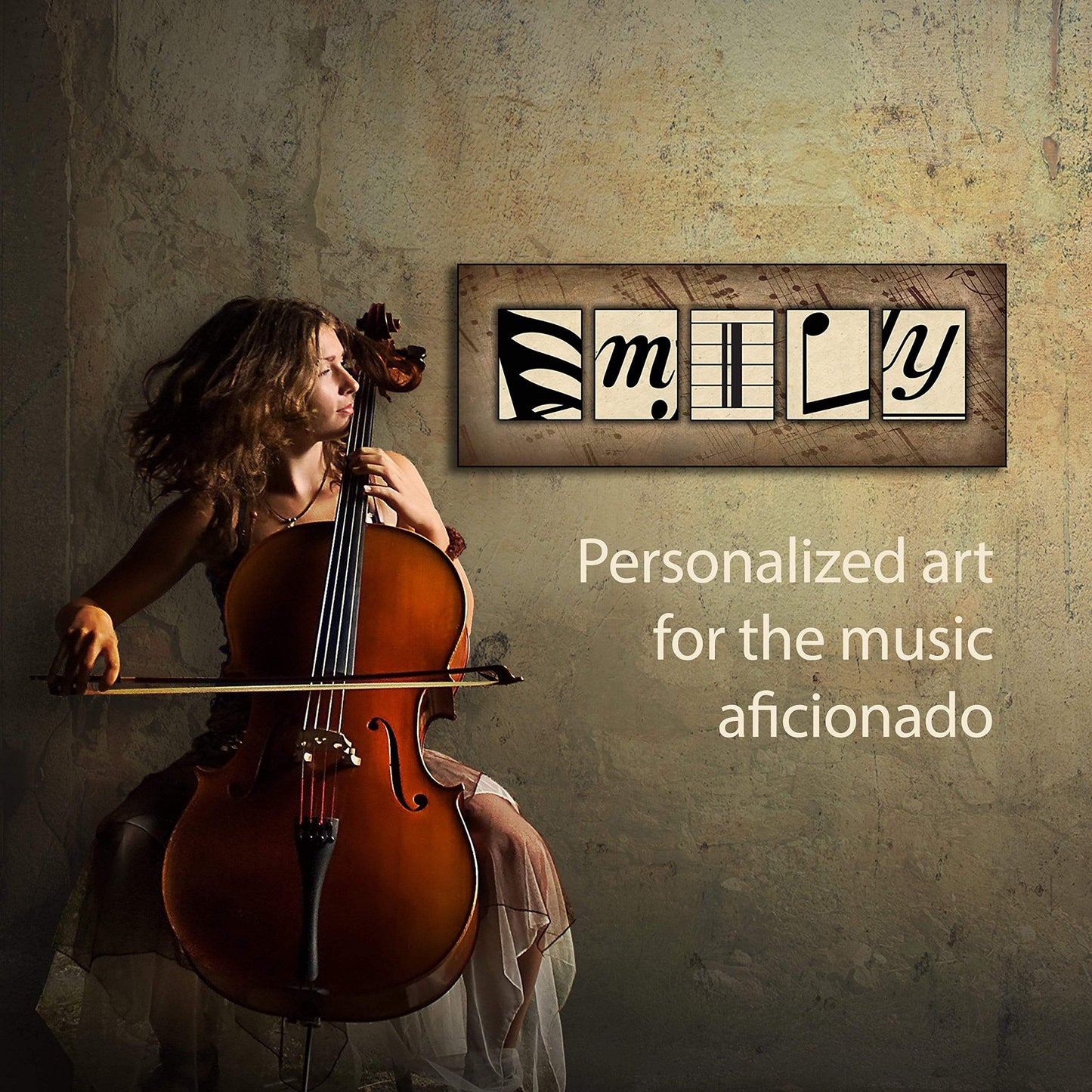 Personal-Prints MUSIC Personalized Name Art Décor or Gift for the Musician or Music Teacher |Customized Piano or Any Instrument Wall Art Gift (6"x18" Stretched Canvas)