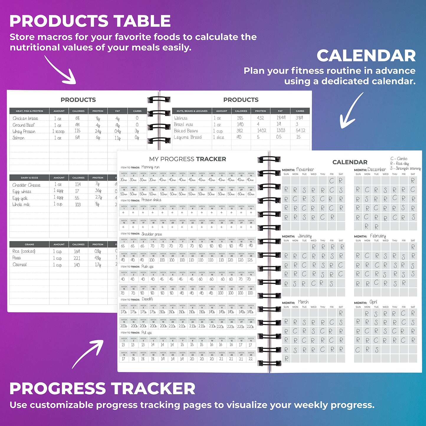 Clever Fox Fitness Journal Workout Log Book - Daily Fitness Planner Workout Journal for Women and Men. Spiral-Bound, Laminated Cover, Thick Pages, A5 (Pink)