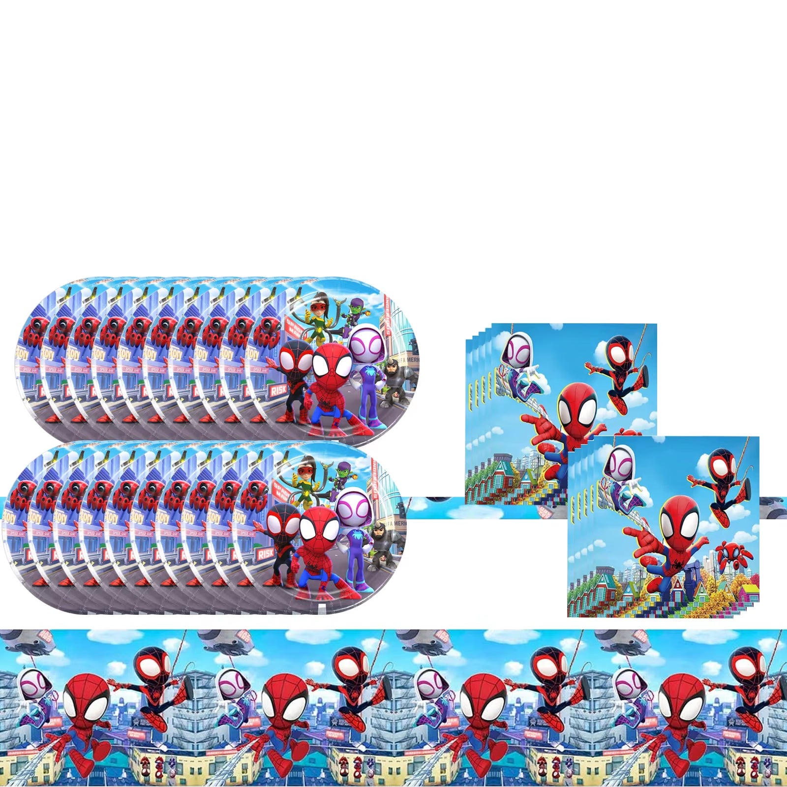 Spidey and His Amazing Friends Birthday Party Supplies, Banner，Plates, Napkins and Tablecover for Party Decorations