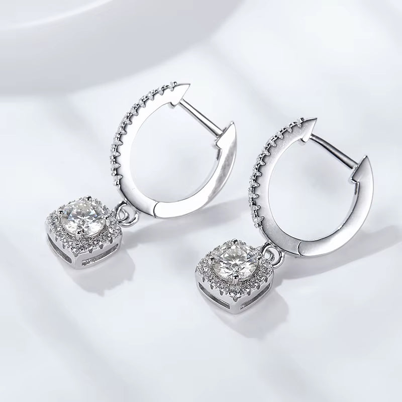 Silver Hypoallergenic Small 5Mm round Moissanite Gemstone Hoop Silver 925 Earrings