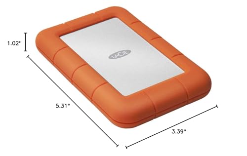 LaCie Rugged 5TB Portable External HDD - USB 3.0/2.0 Compatible, Shock/Dust/Rain Resistant for Mac & PC, Orange, Grey