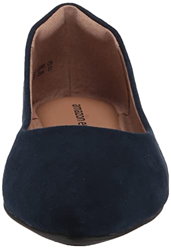 Amazon Essentials Women's Pointed-Toe Ballet Flat, Navy, 10 Wide
