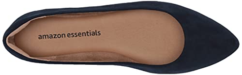 Amazon Essentials Women's Pointed-Toe Ballet Flat, Navy, 10 Wide