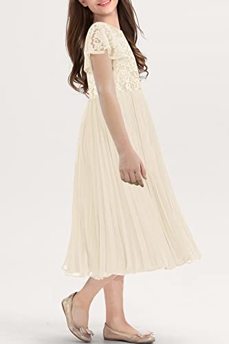 HOSIKA Flower Girl Dress Long Sleeves Vintage Floral Lace Formal A-line Dresses Black 8 Years