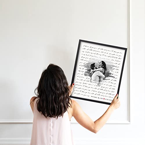 Personalized Song Lyrics Wall Art - Custom Wedding Photo Couples - Anniversary Wedding Gift for Him or Her - Wedding Song Lyrics - Valentines Gift for Wife or Husband - Canvas and Framed Options