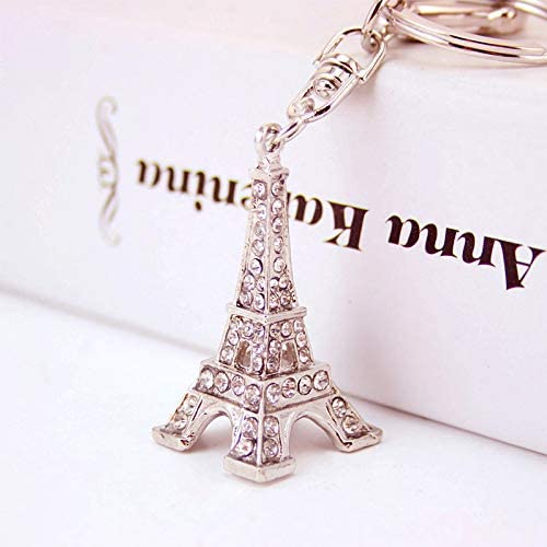 Reizteko Fashion Lovely decoration 3D souvenir Purse Charm Keychain in Paris the Eiffel Tower in France Silver Crystals Car Bag Phone Pendant ornament