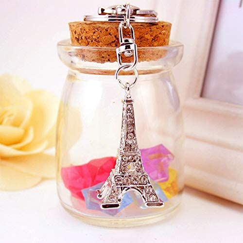 Reizteko Fashion Lovely decoration 3D souvenir Purse Charm Keychain in Paris the Eiffel Tower in France Silver Crystals Car Bag Phone Pendant ornament