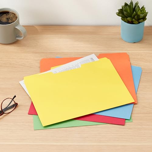 Amazon Basics AMZ401 File Folders - Letter Size (100 Pack) – Assorted Colors